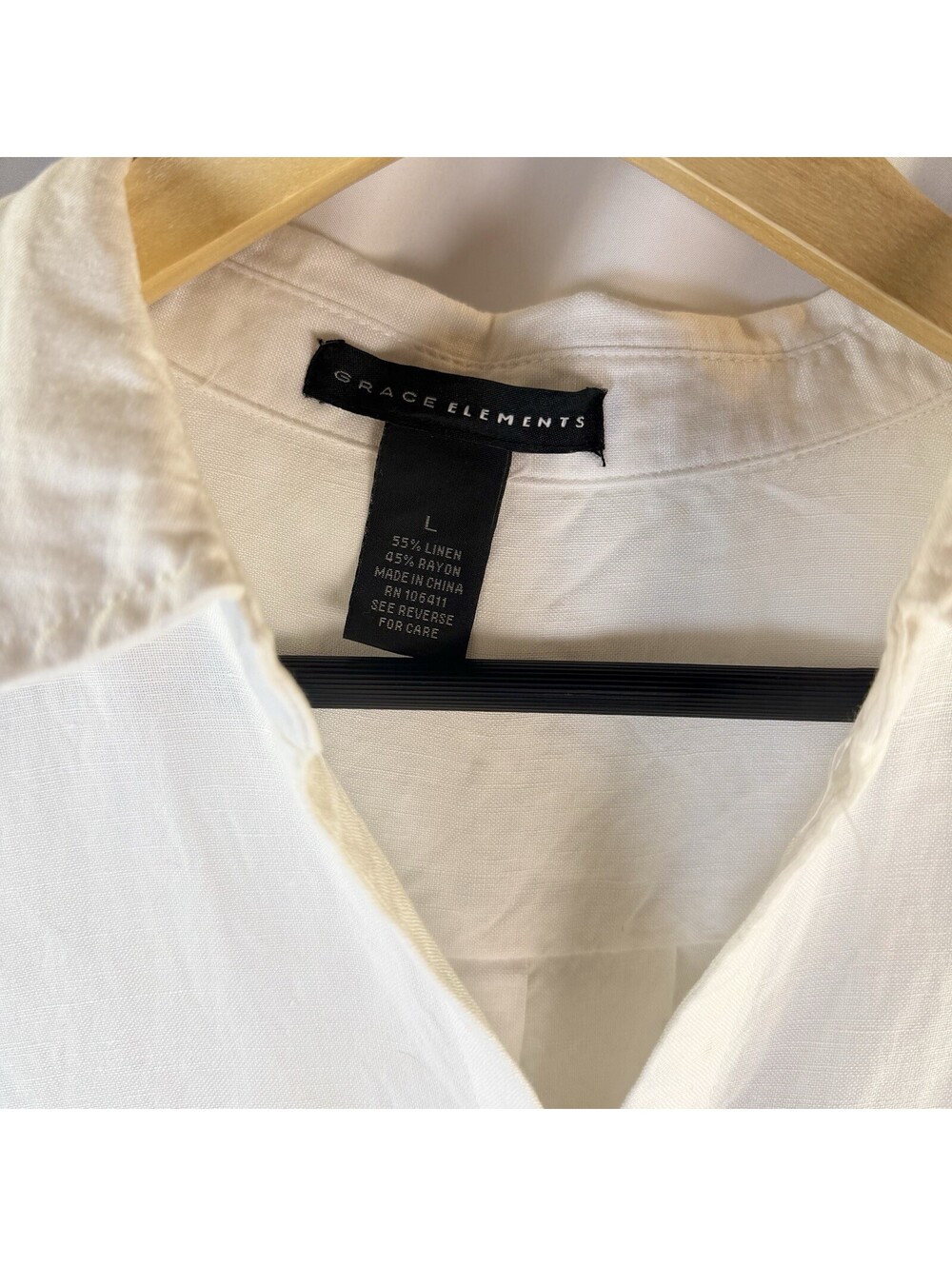 Grace Elements Linen Blend Collared White Sleeveless Button Down Shirt Large - Picture 2 of 8